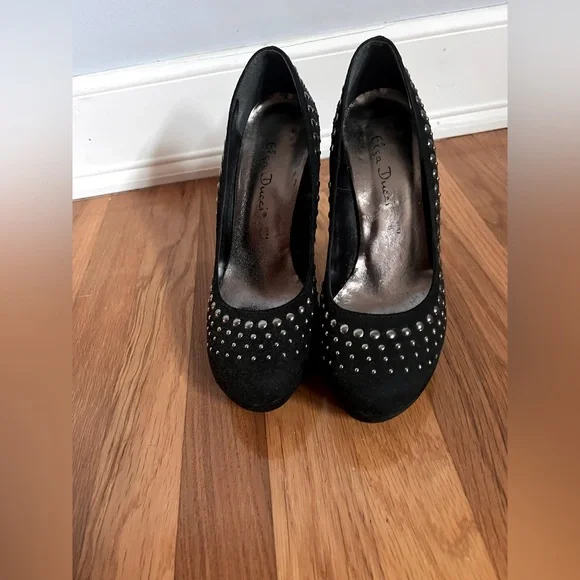 Excellent condition Elsa Ducci stiletto and platform décolleté 👠black with studs - Picture 2 of 5